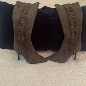 Bakers gray suede knee high, heeled boots, worn twice.  Like New.